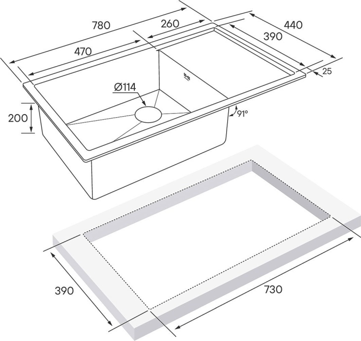 Мойка кухонная Paulmark Wing 78 брашированное золото PM217844-BG - 2