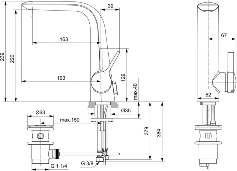 Смеситель для раковины Ideal Standard Melange хром  A6041AA - 3