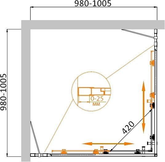 Душевой уголок Cezares Molveno A 22 80+20 P Cr MOLVENO-A-22-80+20-P-Cr - 3