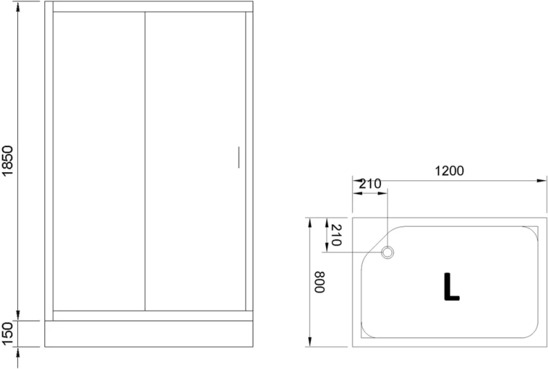 Душевой уголок Royal Bath HP 120x80 L с поддоном профиль черный стекло прозрачное RB8120HP-T-BL-L - 4