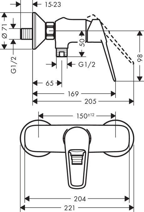 Смеситель для душа Hansgrohe Novus Loop хром  71360000 - 1