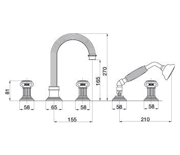 Смеситель для ванны Cezares Aphrodite  APHRODITE-BVD-03/24-O - 2