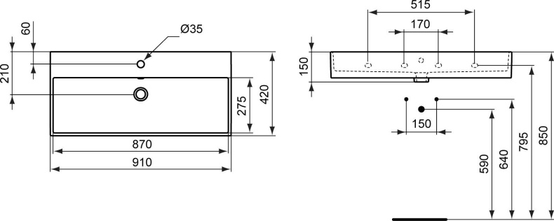 Раковина Ideal Standard Strada 90 см K078601 - 4