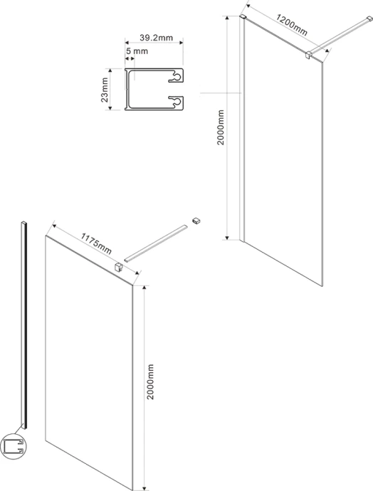 Стекло для душевой перегородки Vincea Walk-In тонированное VSG-1W120CG - 1