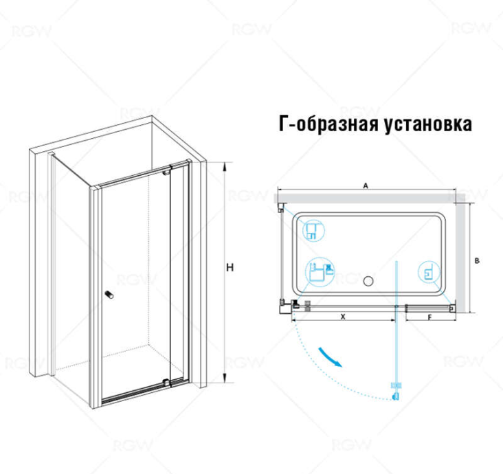 Душевой уголок RGW Passage 100х100 черный стекло прозрачное 41083200-014 - 1