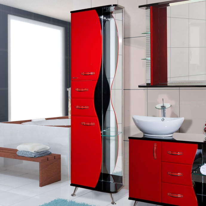Шкаф-пенал Bellezza Рио 50 L красный с черным 4623606022212 - 0