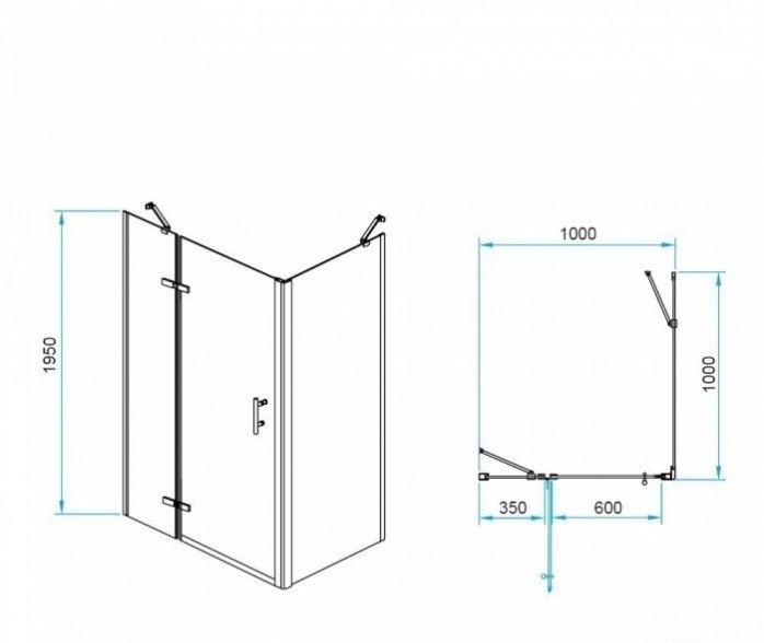 Душевой уголок RGW Passage PA-77-1B L 100х100 профиль черный стекло прозрачное 410877100-084L - 2