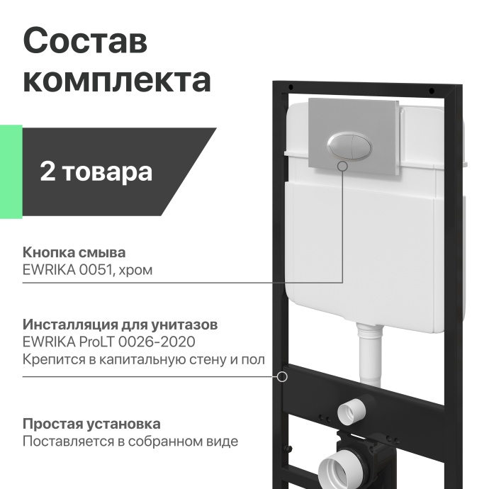 Комплект Унитаз подвесной STWORKI Ноттвиль SETK3104-2616 безободковый, с микролифтом + Система инсталляции для унитазов EWRIKA ProLT 0026-2020 с кнопкой смыва 0051 хром 560122 - 5