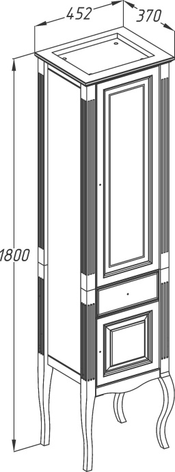 Шкаф-пенал Opadiris Лаура 45 R белый золотая патина Z0000006524 - 2