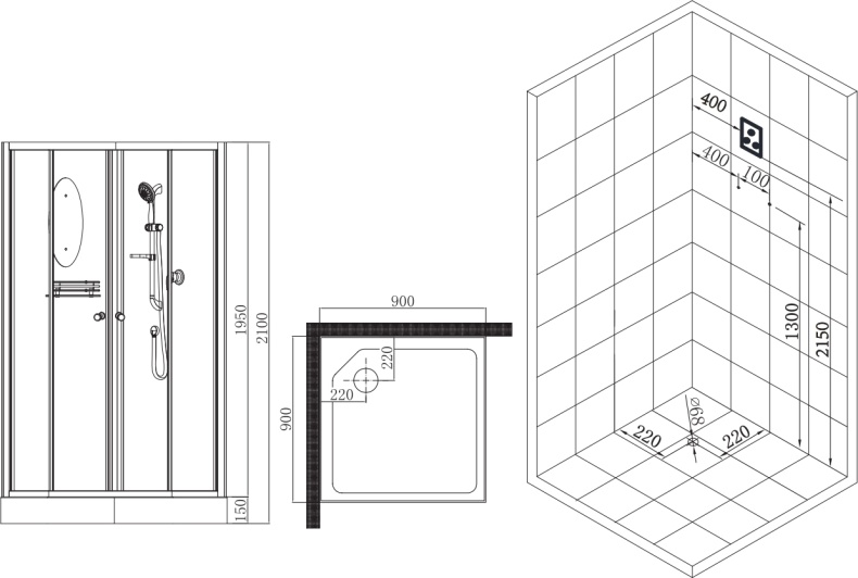 Душевая кабина Esbano  90x90 см (ES-L90CKR) ESKL90CKR - 7