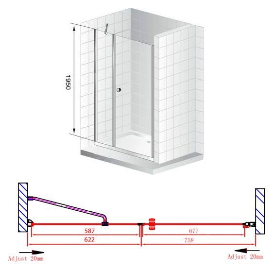 Душевая дверь Cezares Elena 140 хром стекло рифленое ELENA-W-B-11-60+80-P-Cr-R - 8