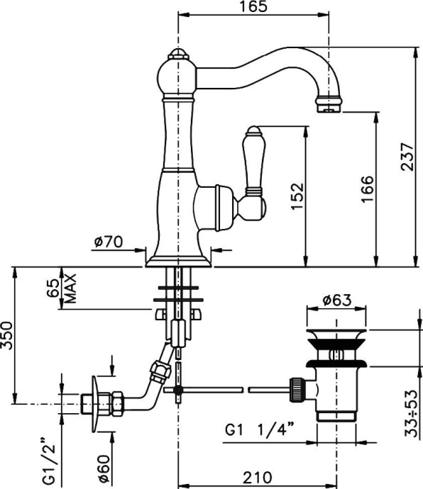 Смеситель для раковины Nicolazzi El.Capitan бронза  3452DB75C - 3