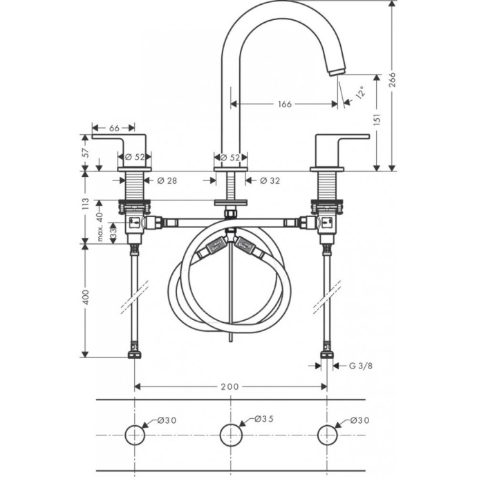 Смеситель для раковины Hansgrohe Vernis Shape черный матовый 71563670 - 1