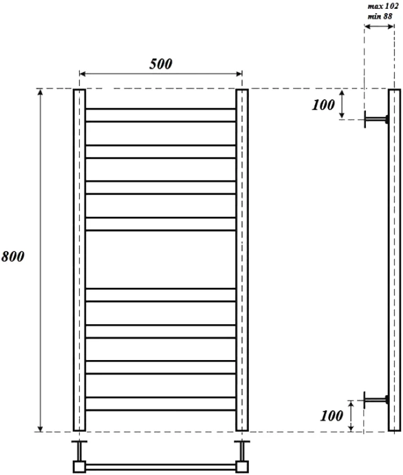 Полотенцесушитель электрический Point Меркурий 50х80 черный PN83158BE - 1