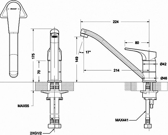 Смеситель Bravat Vega F7119177CP-1 для кухонной мойки - 2