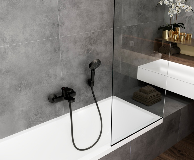 Смеситель Hansgrohe Vernis Blend 71440670 для ванны с душем, черный - 1