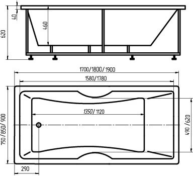 Акриловая ванна Aquatek Феникс 170x75 FEN170-0000006 - 1