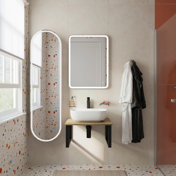 Столешница с раковиной DIWO Элиста 60 светлое дерево, с раковиной Moduo 50 Square 554627 - 1