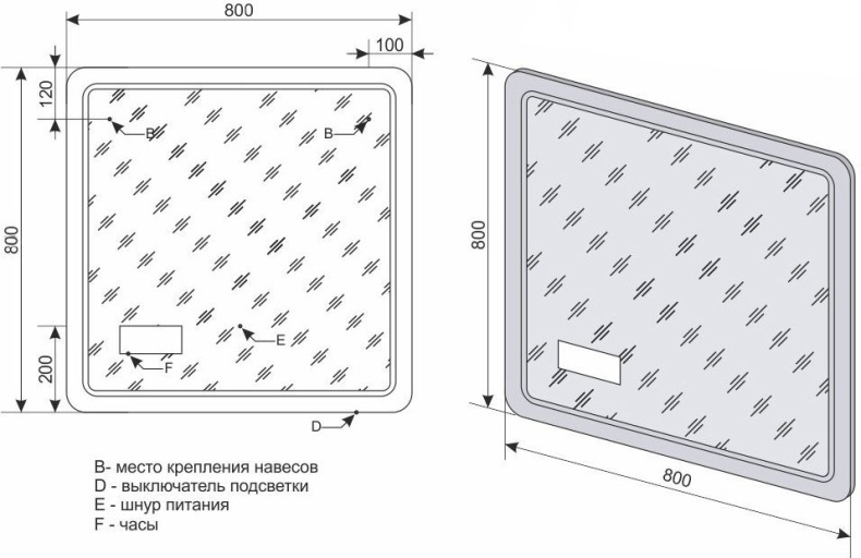 Зеркало Style Line Атлантика 80 с подсветкой и часами СС-00000671 - 3