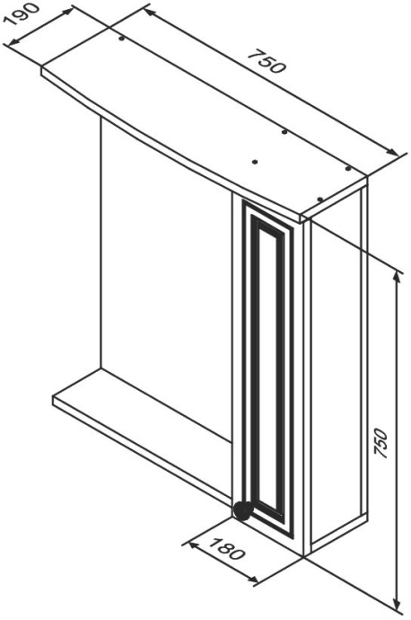 Зеркало-шкаф Damixa RedBlu Palace One 75 R M41MPR0751WG - 3