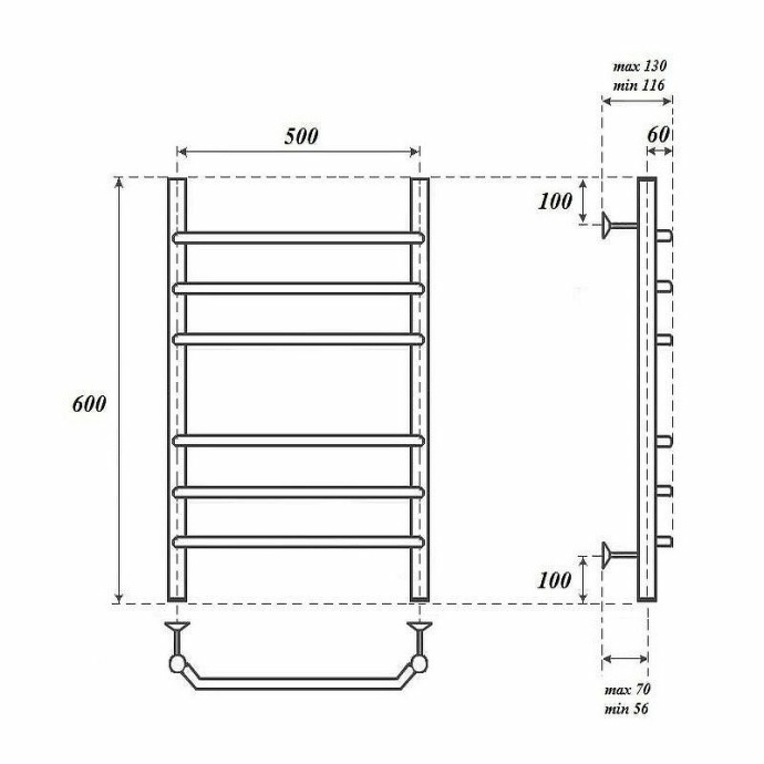 Полотенцесушитель водяной Point Венера 50х60 хром PN07156 - 1