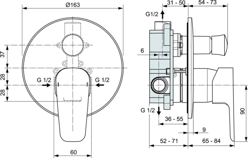 Смеситель для ванны с душем Ideal Standard Ceraplan lll хром A6383AA - 2