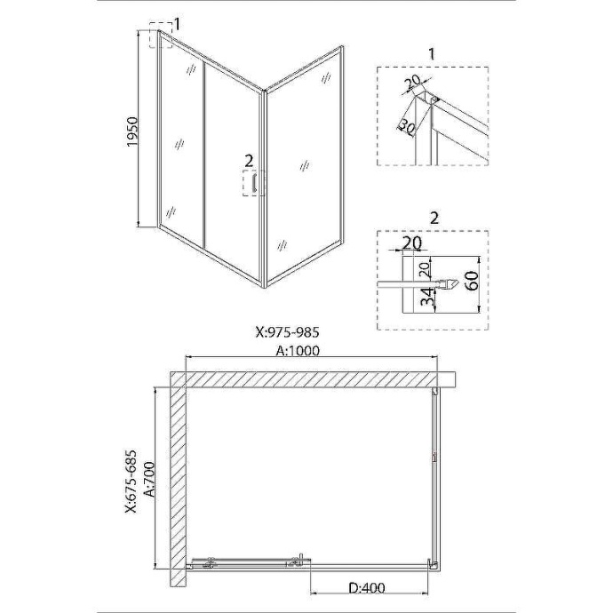 Душевая дверь Niagara Nova 100 NG-62-10A профиль Хром стекло прозрачное - 4