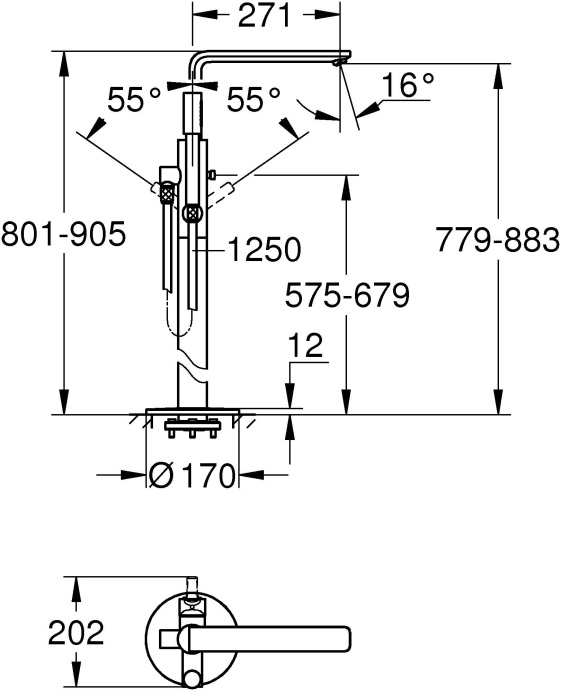 Смеситель Grohe Lineare New 23792001 напольный - 2