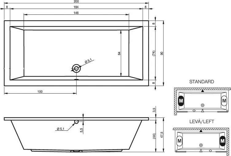 Акриловая ванна Riho Lusso 200x90 B016001005 - 4