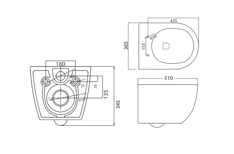 Чаша для подвесного унитаза Cezares Stylus, смыв Торнадо  CZR-6601-TH-TOR - 8