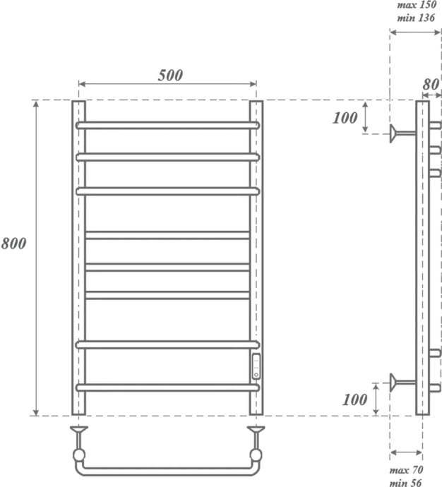 Полотенцесушитель электрический Point Сатурн 50х80 белый PN90858W - 1