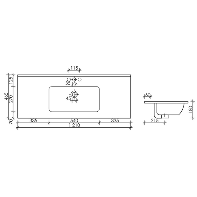 Накладная раковина Ceramica Nova Element 121х46 черная матовая CN7006MB - 2