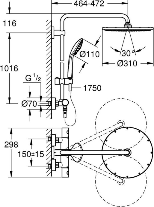 Душевая стойка Grohe Euphoria XXL System 310 26075000 - 10