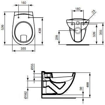 Подвесной унитаз Ideal Standard Eurovit  V340301 - 1