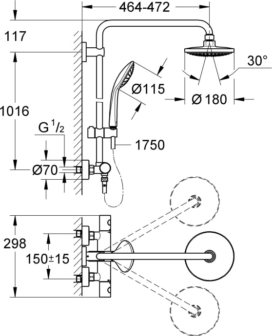 Душевая стойка Grohe Euphoria System 180 27296001 - 6