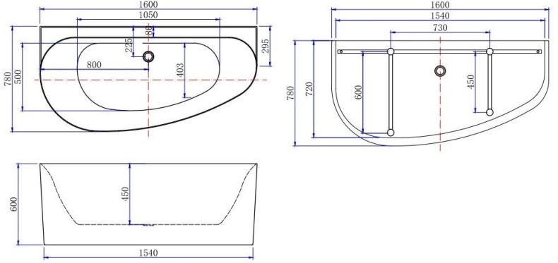 Ванна акриловая Allen Brau Priority R 160x78 белый 2.31005.20B - 1