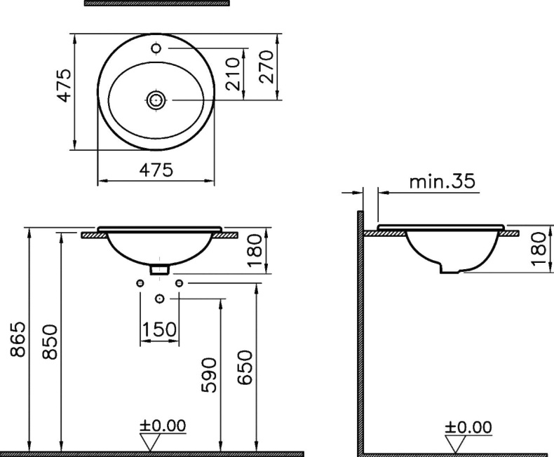 Рукомойник VitrA 5467B003 5467B003-0001 - 2