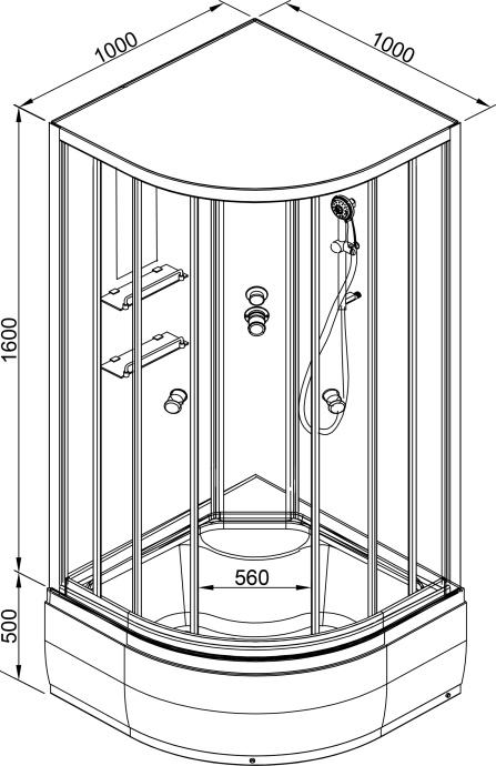 Душевая кабина Deto ЕМ 100х100  EM4510NLED+GM - 11