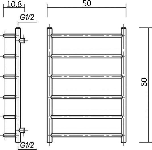 Полотенцесушитель водяной Domoterm Лаура П6 50x60, античная бронза Лаура П6 500x600 АБР - 6