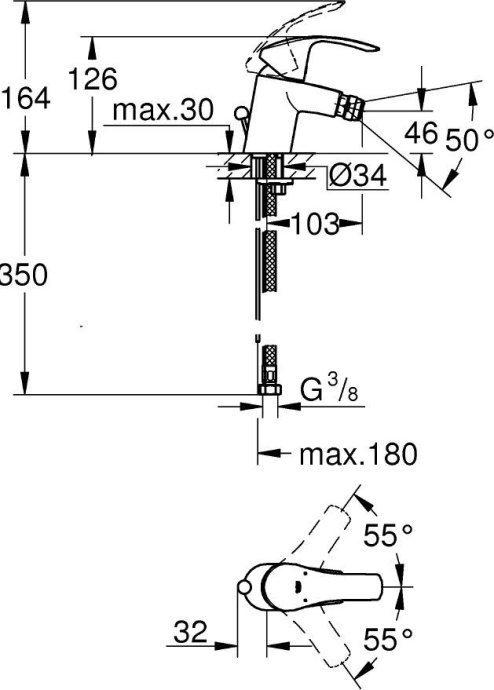 Смеситель Grohe Eurosmart New 32927002 для биде - 1