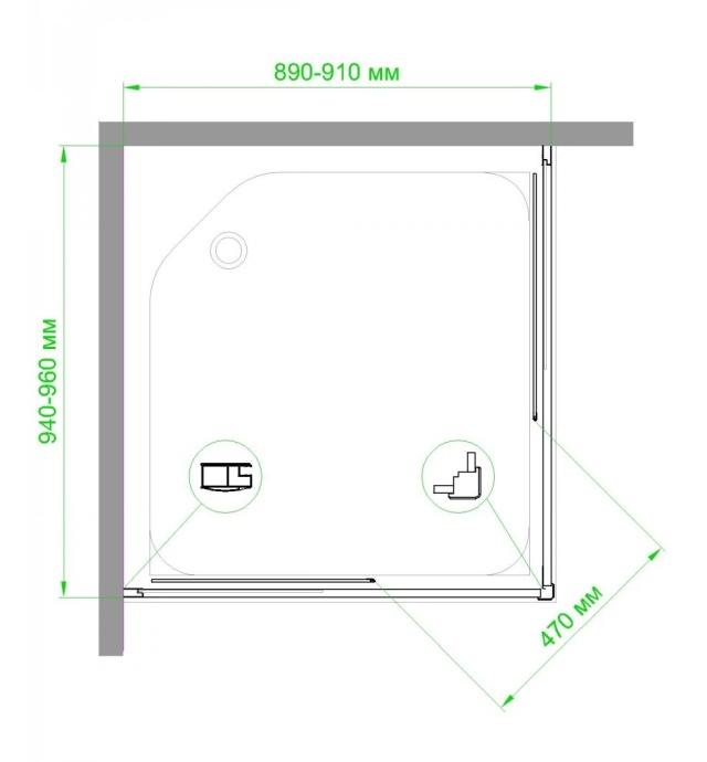 Душевой уголок Royal Bath HPD 90x95 профиль черный стекло прозрачное RB9095HPD-T-BL - 4