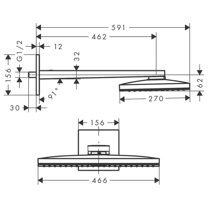 Верхний душ Hansgrohe Rainmaker Select 460 черный - хром 24003600 - 1