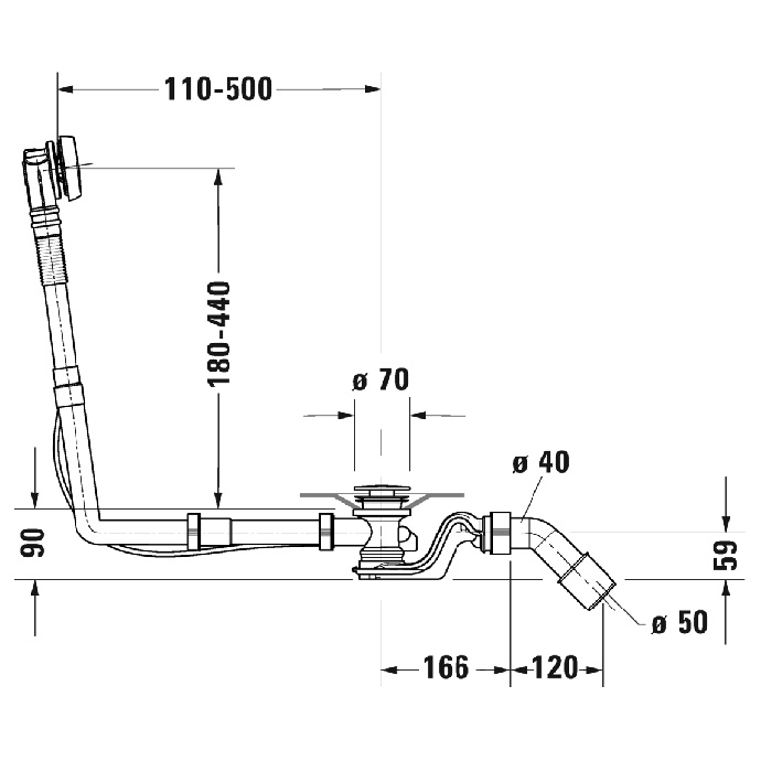 Duravit Комплект слив-перелива для ванны, цвет хром (new 2021) 792202000001000 - 1