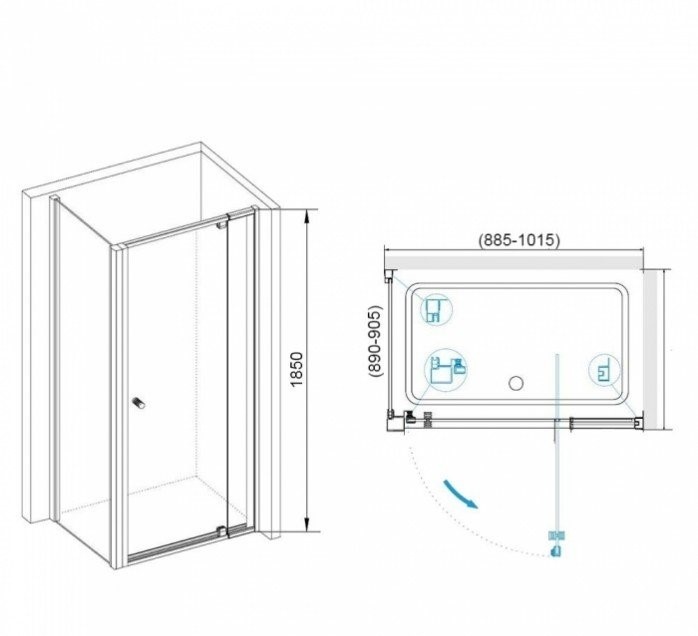 Душевой уголок RGW Passage PA-32-1 90x90 профиль хром стекло прозрачное 410832199-011 - 2