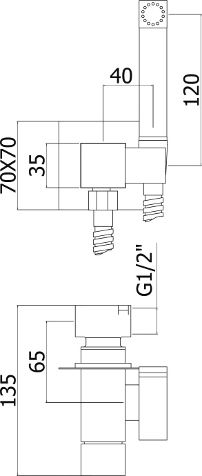 Гигиенический душ Paffoni Tweet Square ZDUP112NO со смесителем, С ВНУТРЕННЕЙ ЧАСТЬЮ - 1