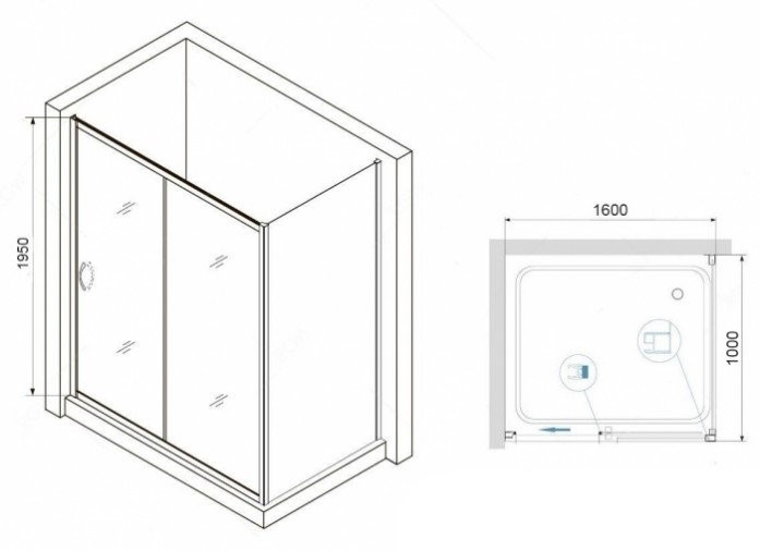 Душевой уголок RGW Passage PA-76-1 160х100 профиль хром стекло прозрачное 350876160-11 - 2