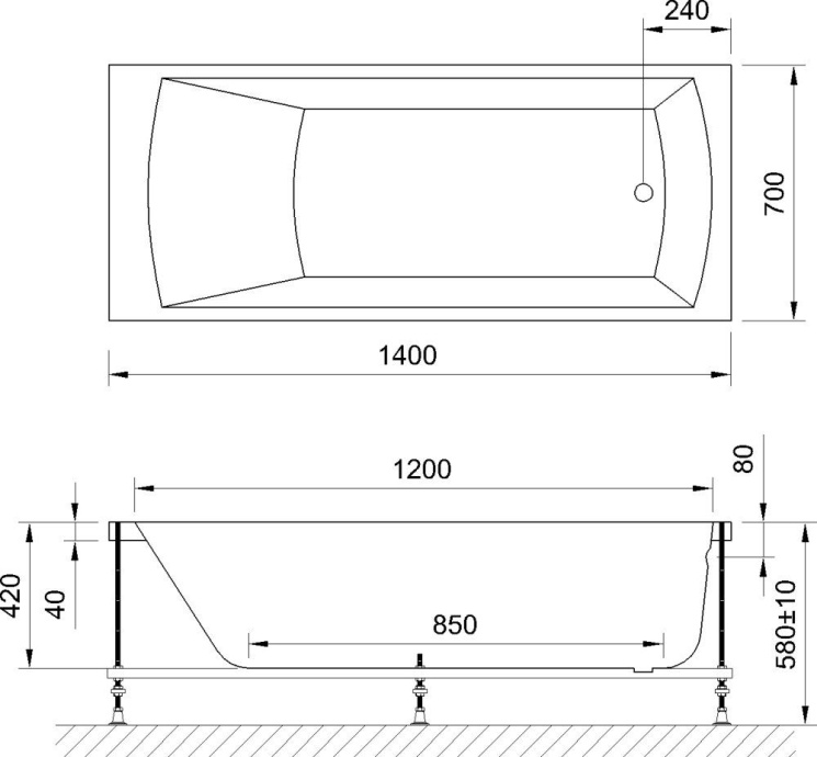 Акриловая ванна Royal bath Vienna 140x70 см  RB 953200 - 1