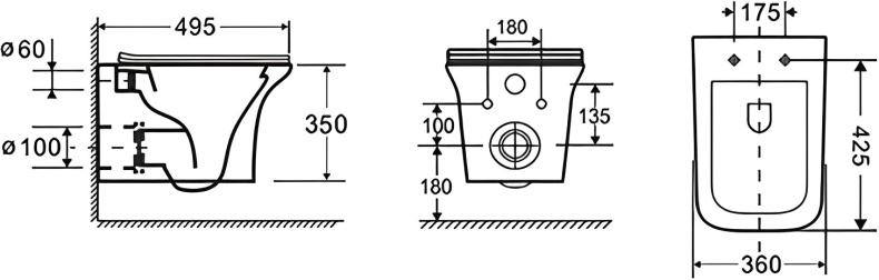 Унитаз подвесной Cerutti Spa Nivolet Aria 9034 безободковый, с микролифтом CT9034 - 6