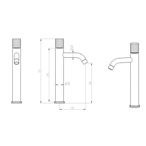 Смеситель для раковины высокий Boheme Stick золото с черным 122-GB - 1