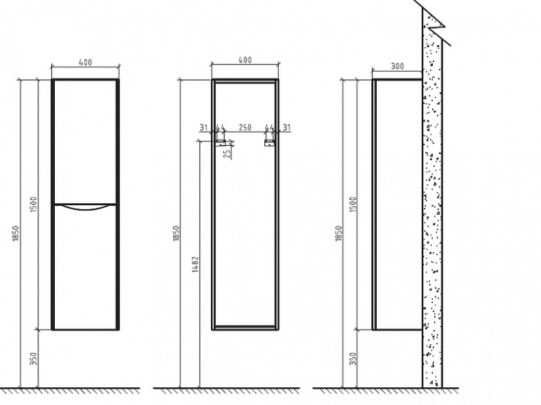 Шкаф-пенал Belbagno Ancona-n 40х150 Rovere Moro  ANCONA-N-1500-2A-SC-RW-R - 1